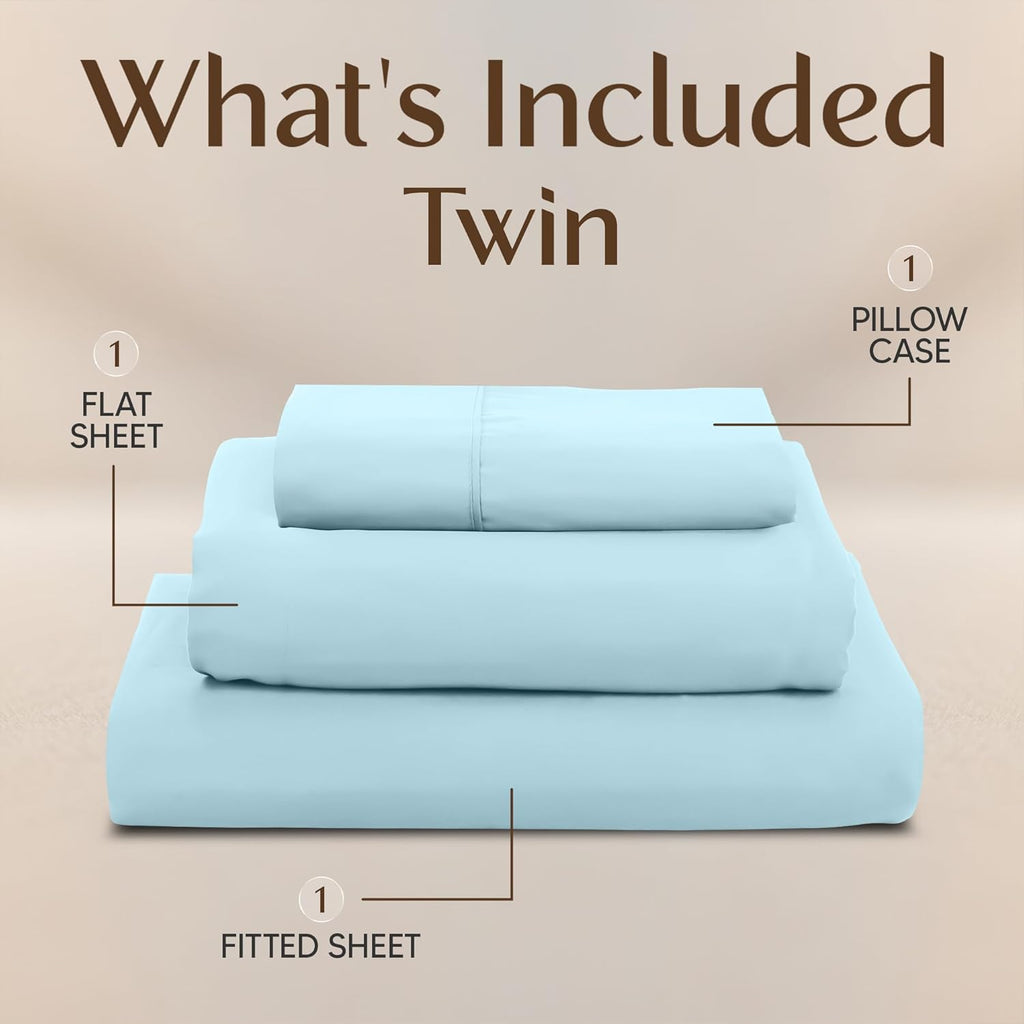 Utopia Bedding Twin Sheet Set - Soft & Breathable Microfiber, 3-Piece Bed Sheets in Ice Blue