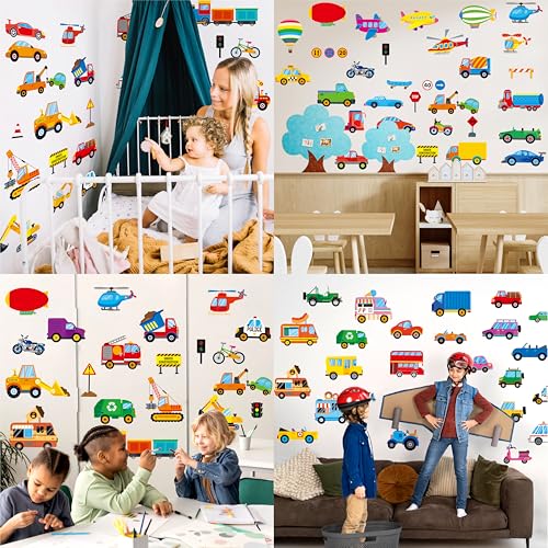105 Vehicle Wall Stickers - Colorful Vinyl Decals for Kids' Rooms