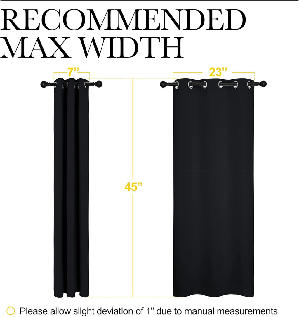 NICETOWN Blackout Curtains - Thermal Insulated Drapery Panels for Living Room | 2 Panels, 29" x 45", Black