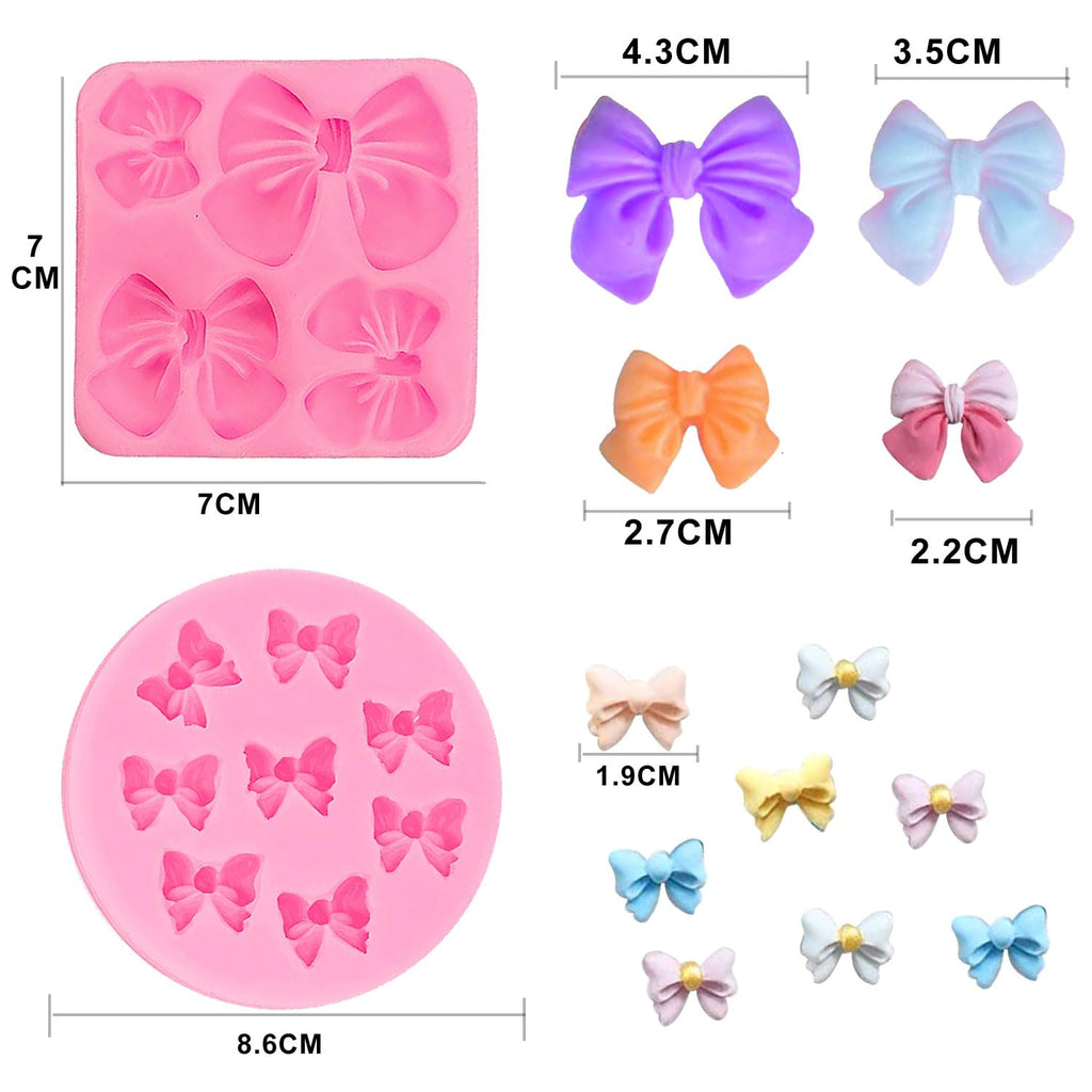 5 Pack Silicone Bow Fondant Mold Heart Silicone Molds Bowknot Cake Pop Mold Chocolate Candy Bow Molds for Birthday Wedding Party DIY Cake Decoration - Reusable Baking Tools Gift for Bakers