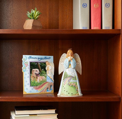 Enesco Jim Shore Heartwood Creek Rainbow Bridge Pet Bereavement Angel Figurine- Stone Resin Hand Crafted Painted Collectible Decorative Figurines Home Decor Pet Memorial Statue, 9.7 Inch