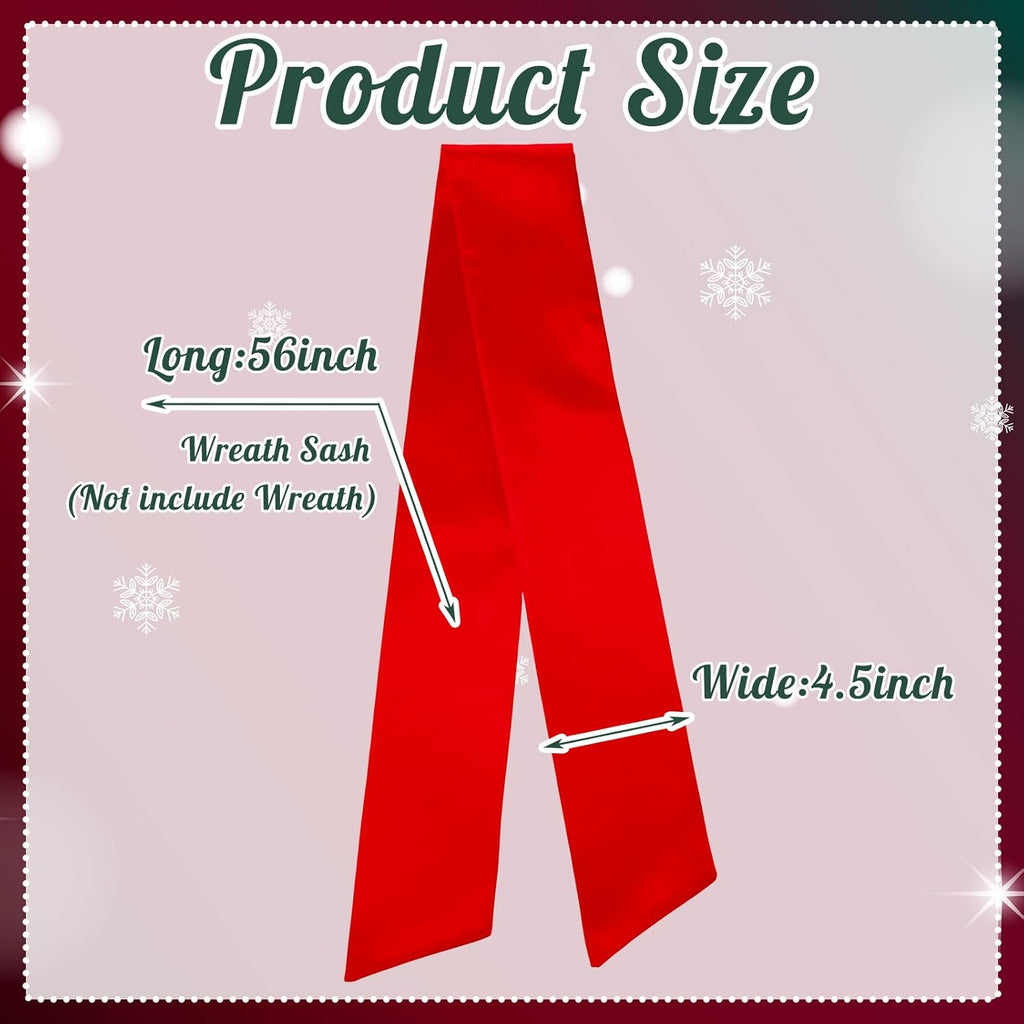 VitalCozy Wreath Sash Set - Plain Embroidery Monogram Accessories for Farmhouse Decor | Red, 4.5" W X 56" L