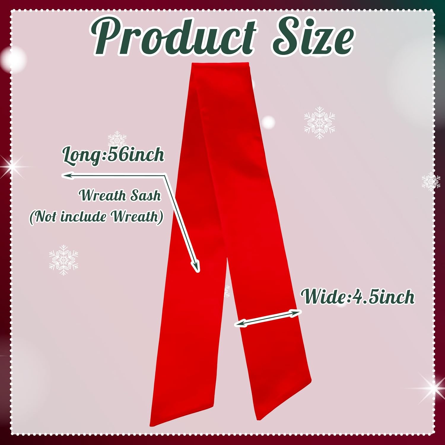 VitalCozy Wreath Sash Set - Plain Embroidery Monogram Accessories for Farmhouse Decor | Red, 4.5" W X 56" L