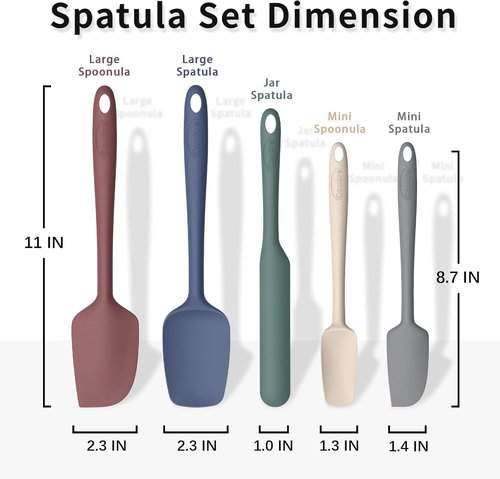 Coukre Silicone Spatula Set - High Temperature Resistant, Food Grade, Dishwasher Safe | 5-Piece Colorful Set
