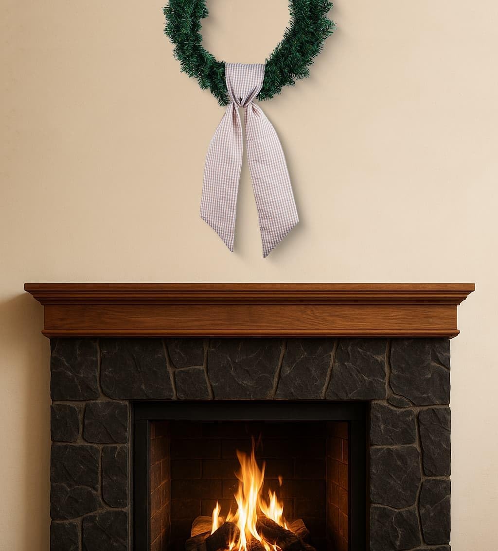 Brown Gingham Wreath Bow Set by [Brand Name] - 2 Pack Door Decoration | 5.12” Wide x 54.33” Each for Thanksgiving