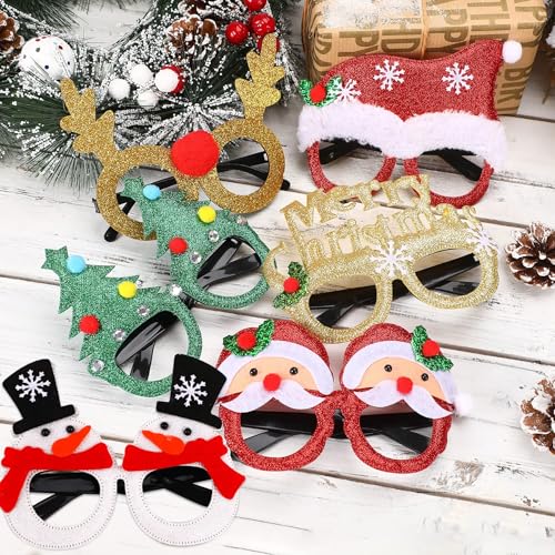 Christmas Photo Booth Props Set with Glitter Glasses & Inflatable Frame