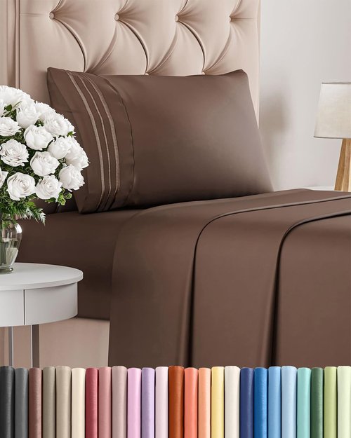 Hotel Luxury Twin XL Sheet Set by [Brand Name] - Comfy, Breathable & Cooling - Ultra-Soft, Deep Pockets, Wrinkle-Free - Brown
