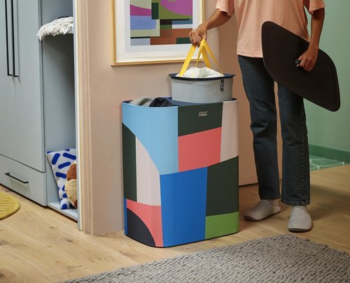 Joseph Joseph Tota 90 liter/23.8 gallon Laundry Hamper Separation Basket with lid, 2 Removable Washing Bags with Handles - Multicolor