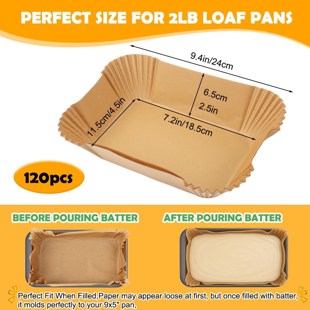 YQL Non-Stick Loaf Pan Liners - 120PCS Disposable Parchment Paper for Baking Bread & Cakes | 9x5 Size