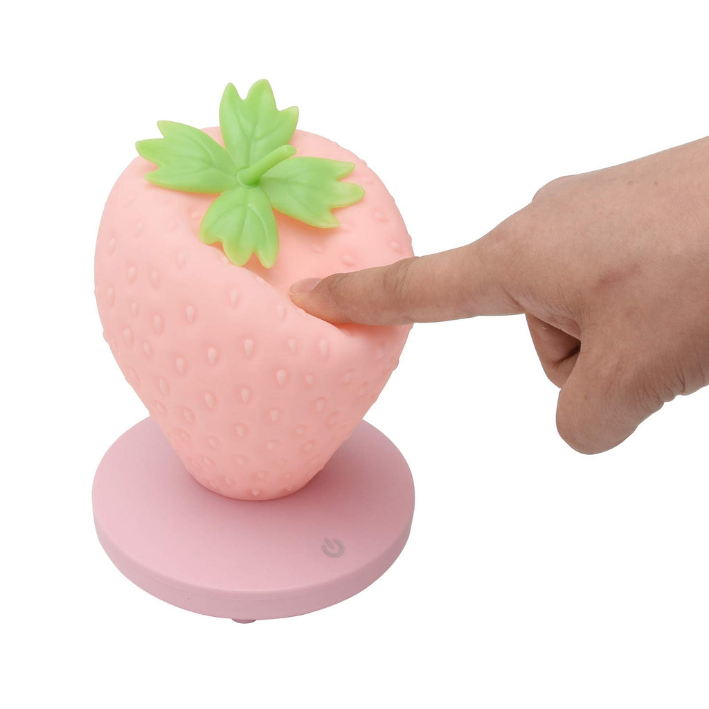 Rivonthex ‌Strawberry Night Light, Cute Silicone LED Touch Strawberry Lamp, USB Rechargeable, 3 Modes Dimmable, Color Changing Bedside Lamp, Valentine's Day, Birthday Gifts