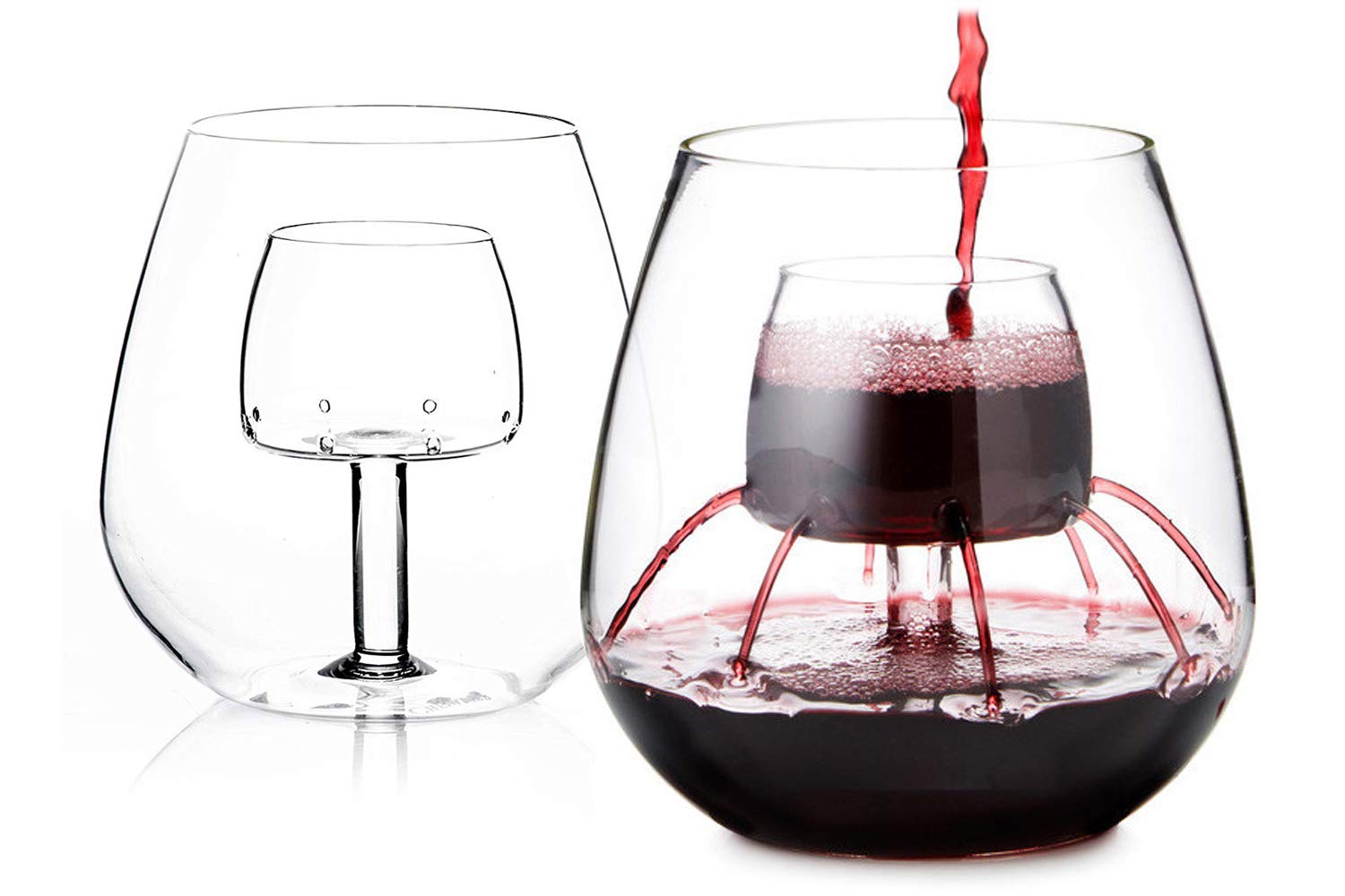 Stemless Aerating Wine Glasses (Set of 2) by Chevalier Collection – Patented Wine Glasses with Built In Aerator