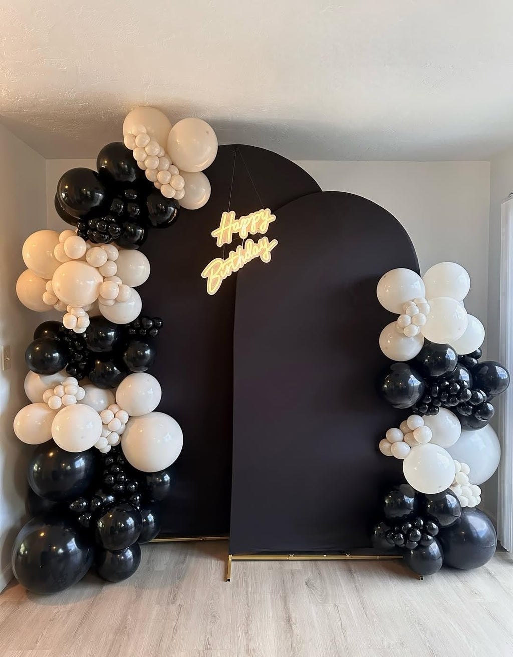 Skiennix 153Pcs Black & Sand White Balloons Garland Arch Kit - 18", 12", 10", 5" Sizes for Birthday & Wedding Decor
