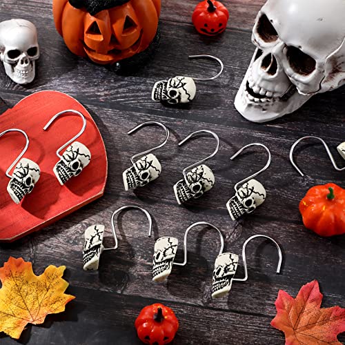 Jetec 12-Piece Skull Shower Curtain Hooks, Stainless Steel Gothic Rings