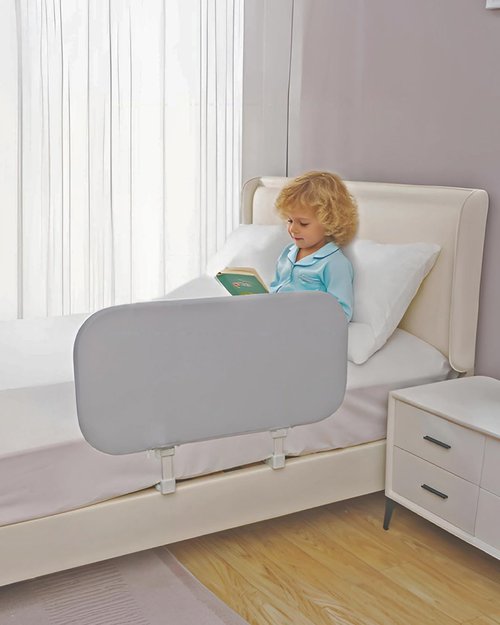Grelife 33" Portable Travel Bed Rail for Toddlers (Compact), Fast Install, Adjustable Height, Tall Toddler Bed Rails for Crib, Single, Twin Bed, Foldable Baby Bed Rail Guard for Box, Flat Bed