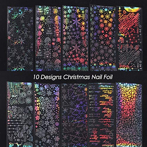 Snowflake Nail Foil Art, 3D Holographic Winter Art Transfer Foils