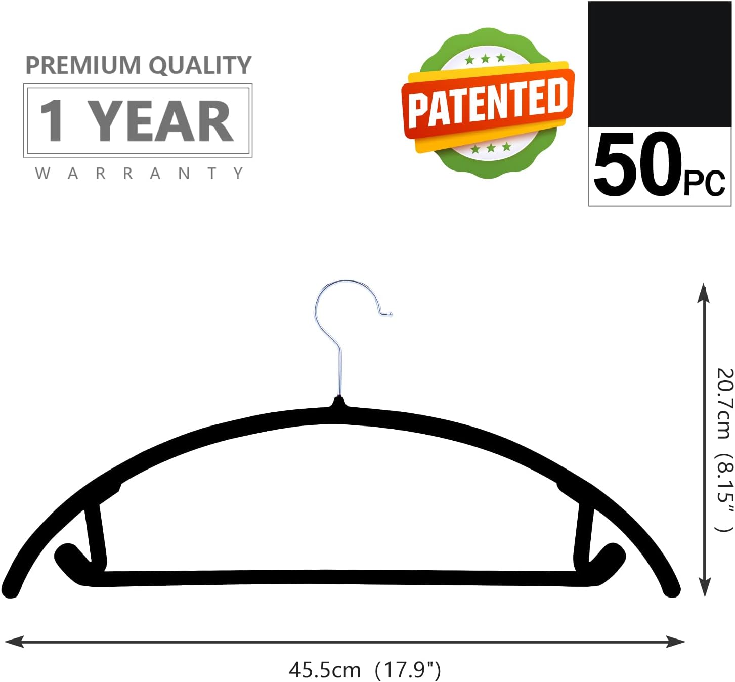 MIZGI Premium Velvet Hangers - Heavy-Duty Non-Slip Suit Hangers with Chrome Hooks | 50 Pack, Space-Saving Design