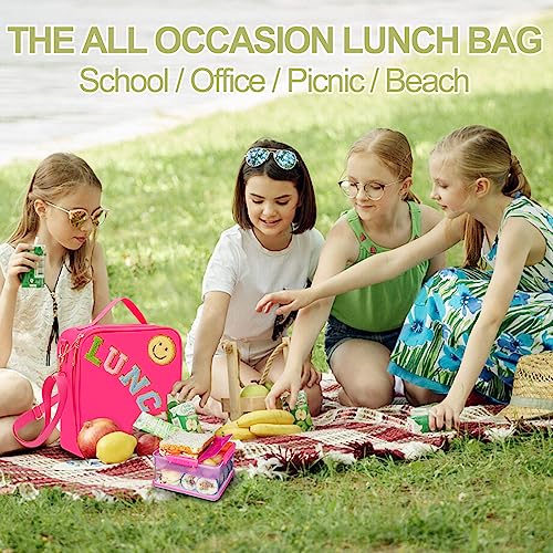Dark Swan Rosy Red Insulated Girls Lunch Bag with Adjustable Shoulder Strap