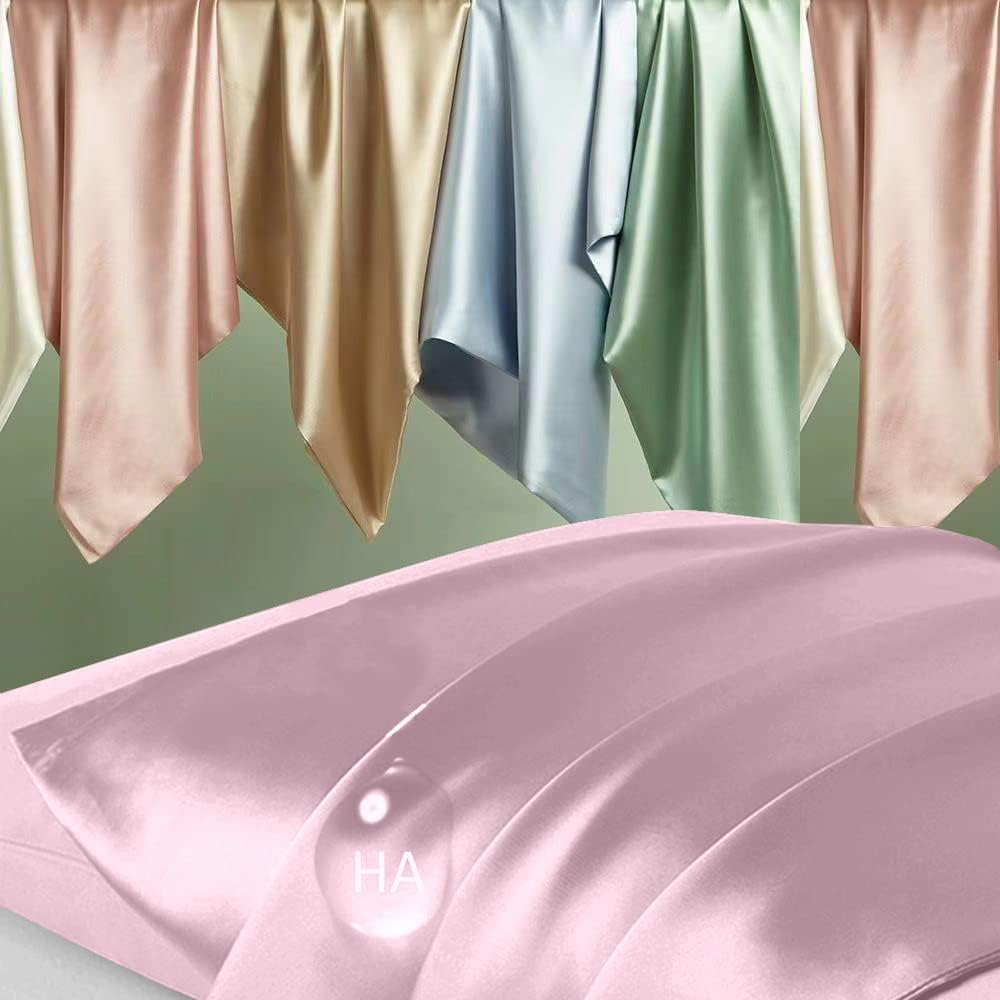 Skiennix Mulberry Silk Pillowcase - Anti-Acne Cooling King Size Cover | Light Pink, Hidden Zipper