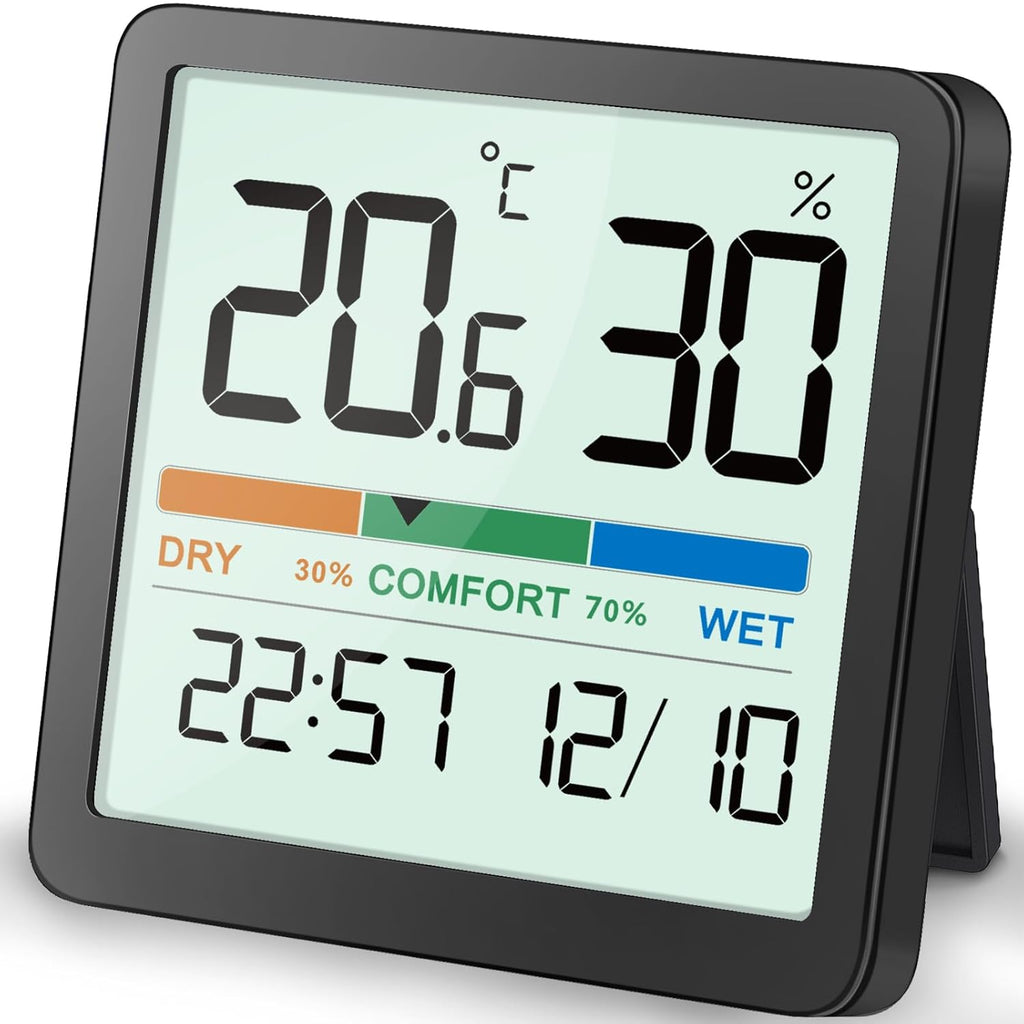 NOKLEAD Mini Desktop Thermometer Hygrometer - Accurate Temperature & Humidity Monitor with Comfort Indicator | Ideal for Home, Garage, Greenhouse