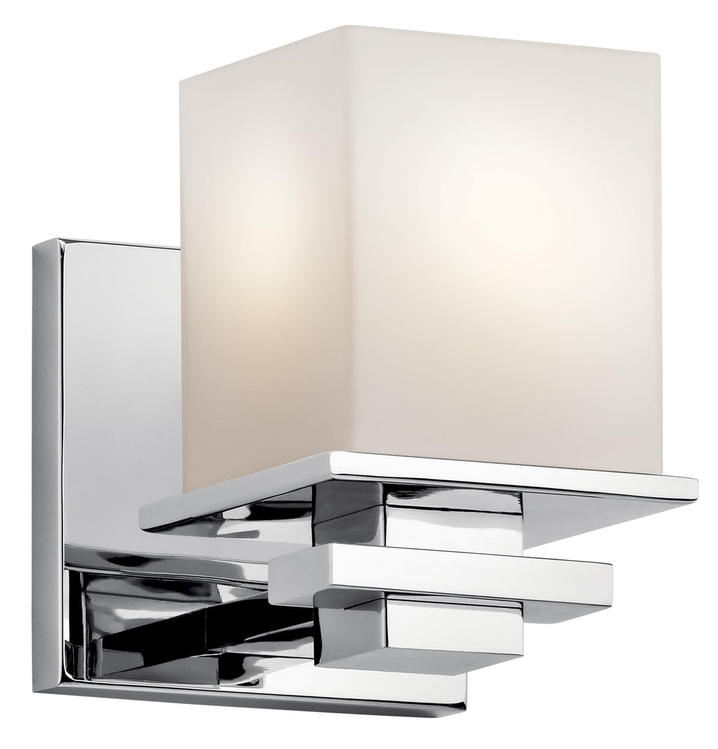 Kichler Tully 6.5" 1 Light Wall Sconce with Satin Etched Cased Opal Glass Chrome