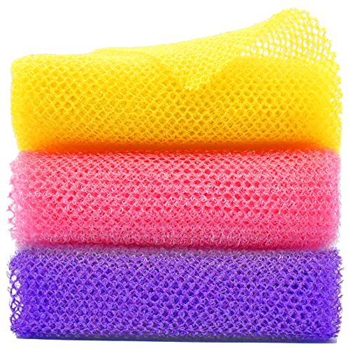 3-Piece African Exfoliating Net Sponge Set - Long Bath Wash Scrubber