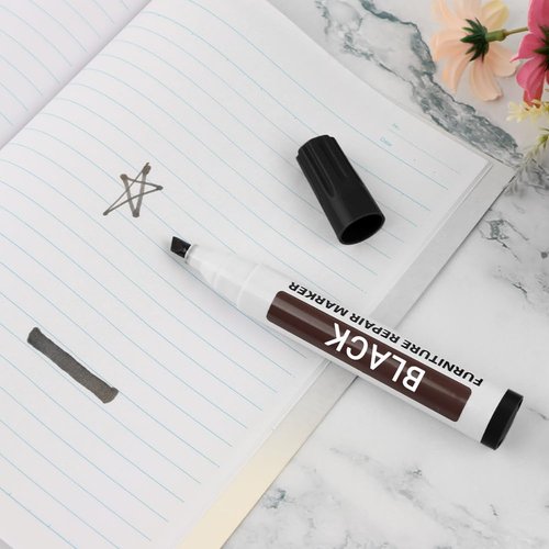 CALIDAKA Furniture Repair Wood Repair Markers Touch Up Pen Marker Repair Pen for Stains,Scratches,Wood Floors,Tables,Carpenters Simple Paint Fix(Black)