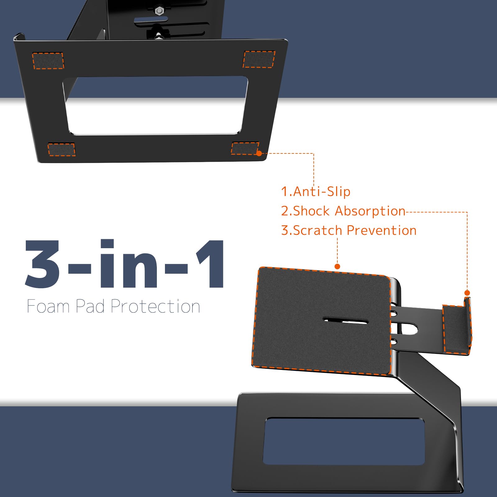 PUTORSEN Desk Speaker Stands,Desktop Speaker Stands for Most Small & Medium Bookshelf Speakers, Computer Speakers,Depth Up to 7.71in,6 Tilt Angle,Speaker Risers with Vibration Absorption Pad, Black