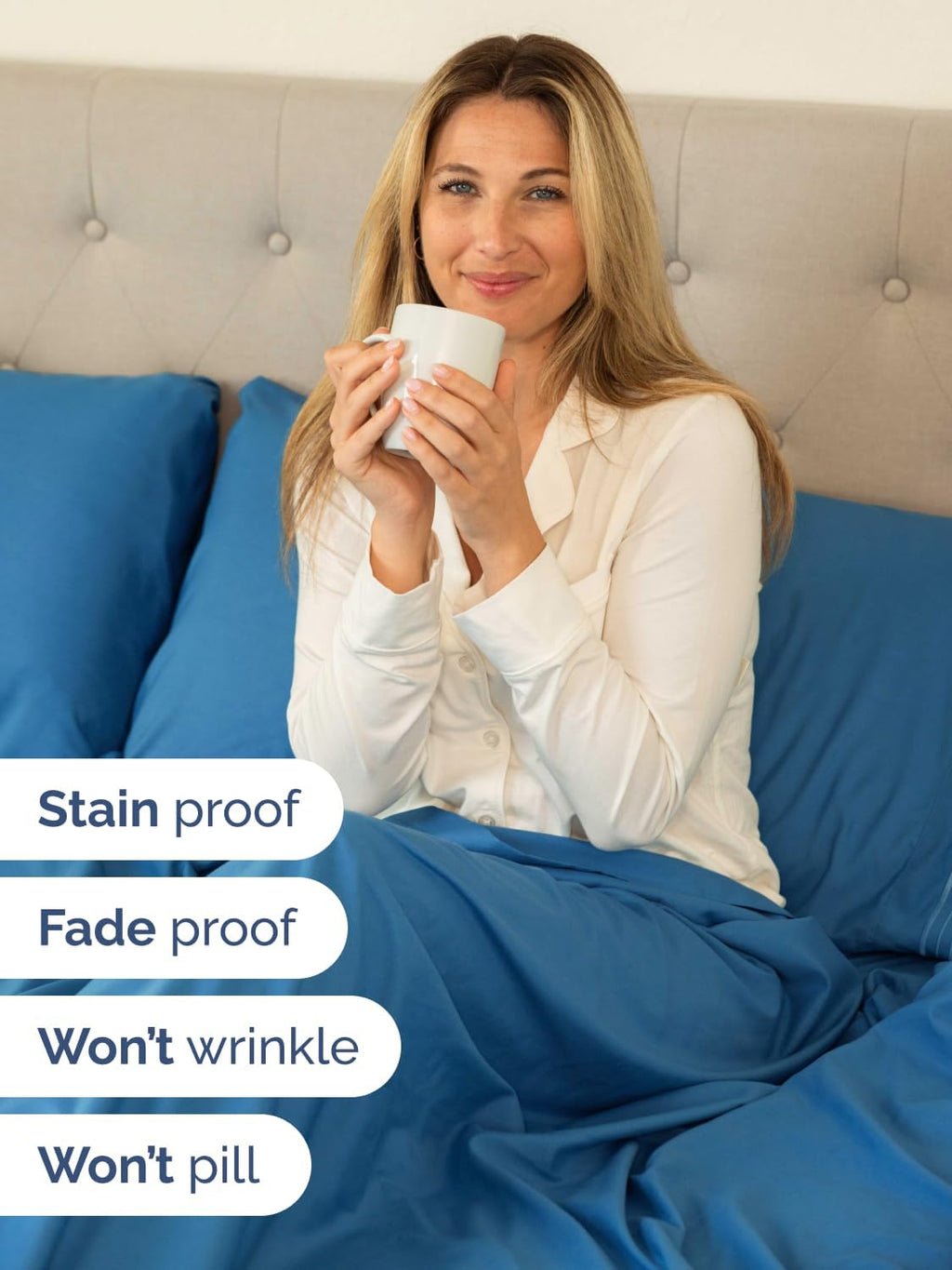 Skiennix Extra Deep Cal King Sheet Set - 6 Piece Breathable Cooling Bedding - Soft Wrinkle-Free Denim Blue