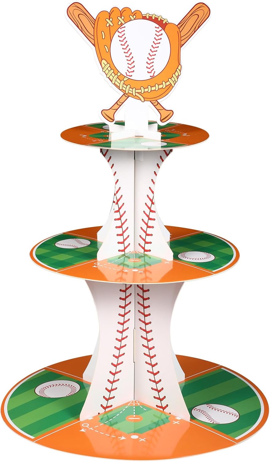 Nuenen Baseball Theme Cupcake Stand - 3-Tier Sports Party Display for Birthday Celebrations