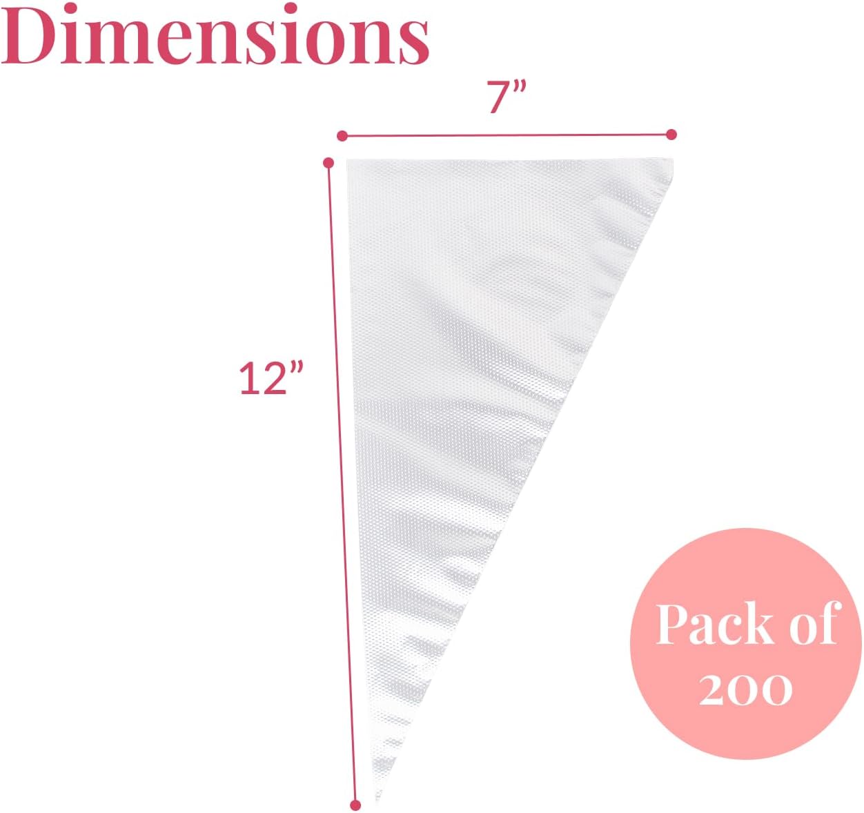 Prestee Anti-Burst Piping Bags - 12 Inch Tipless Icing Bags for Durable Pastry & Cookie Decorating - Set of 200
