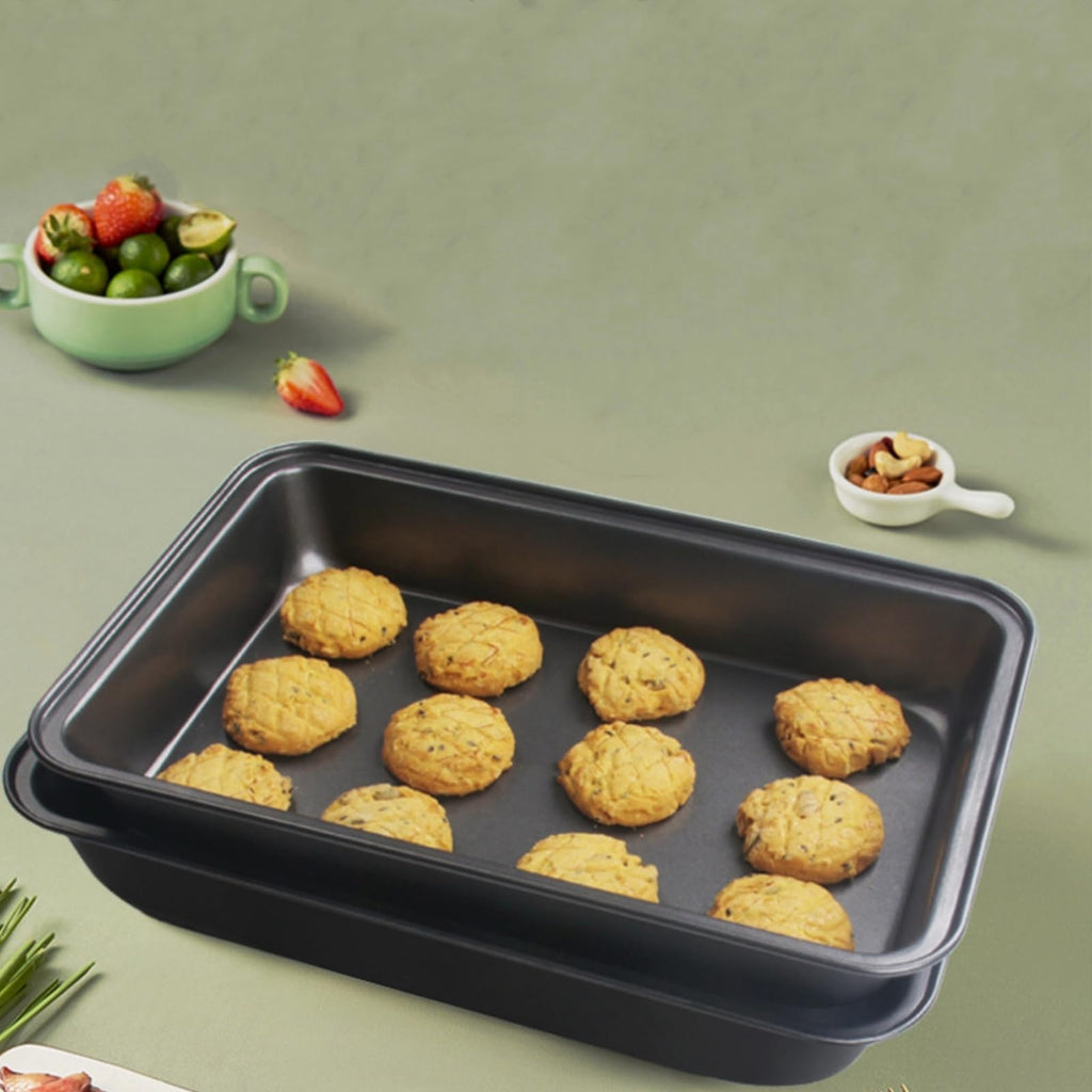 FISDEN Set of 3 Rectangular Cake Pan, Non-Stick Baking Pan for Oven, 9 x 13 Inch Deep Cookie Sheet Tray, BPA Free Bakeware for Brownie Lasagna Casserole Bread