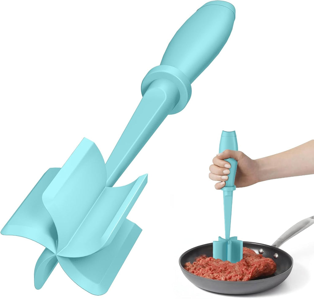Upgrade Meat Chopper by [Brand Name] - Premium Heat Resistant Hamburger Smasher for Ground Beef & Turkey - Aqua