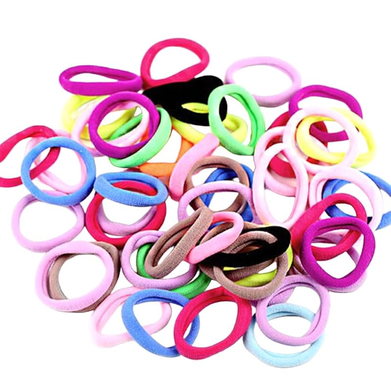 TsuvyXeg 50-Pack Elastic Hair Ties for Thick Hair, 2-Inch Black Hair Bands