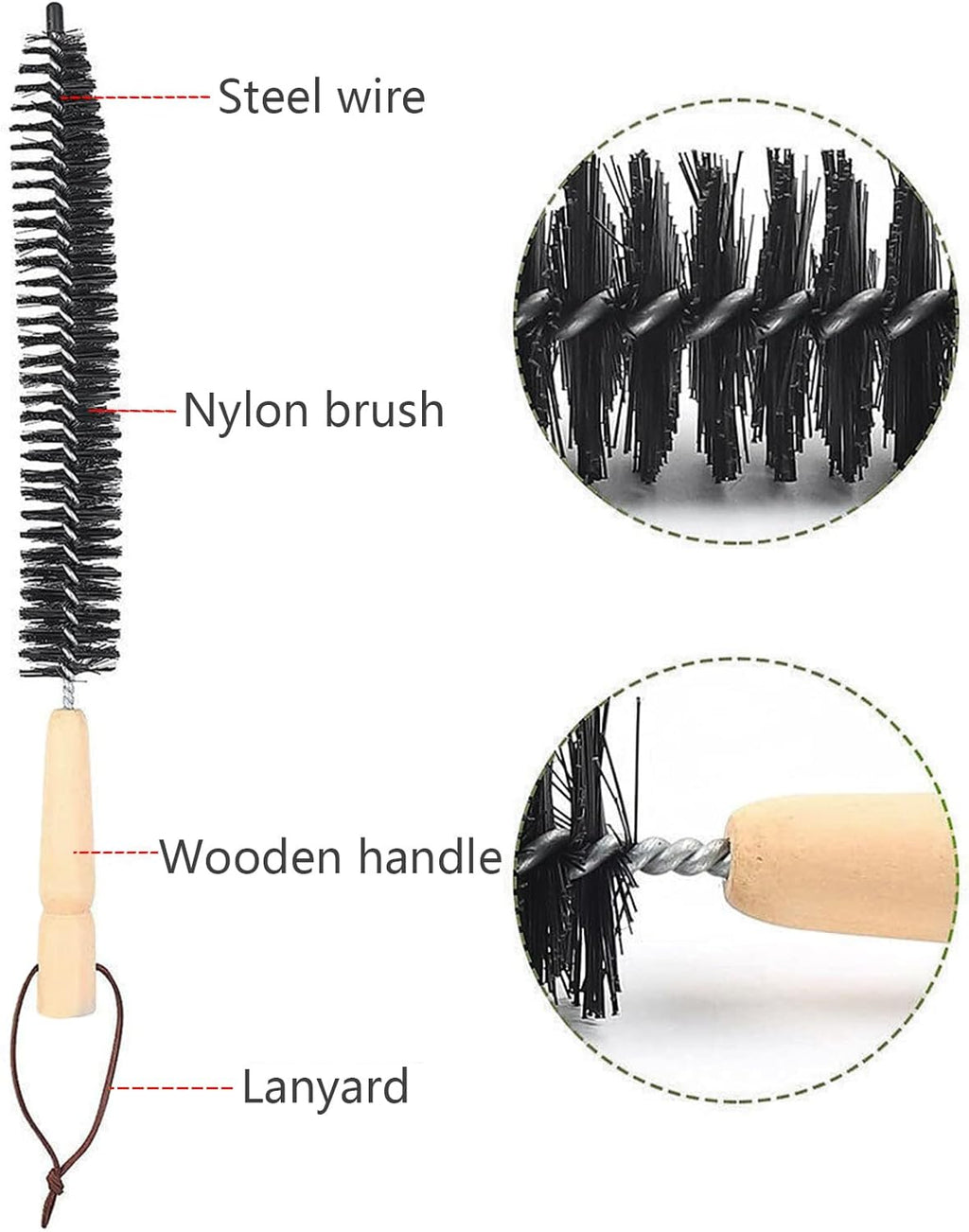 ZDHQLHJ Chimney Brush Cleaning Kit - 15-Piece Set with 12 Flexible Nylon Rods for Efficient Hearth & Ventilation Cleaning