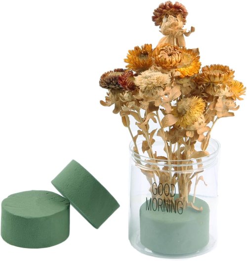 Floral Foam by [Brand Name] - 6 Pack Round 3” Green Wet & Dry Flower Foam for Arranging Fresh & Artificial Flowers