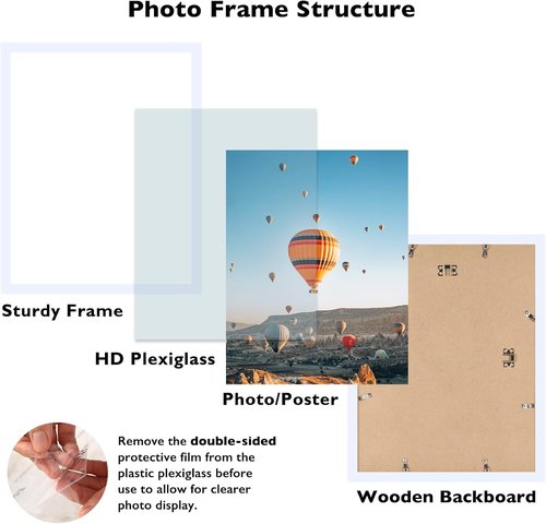 JCJMY 14x19 Picture Frame - White Wall Mount for Horizontal or Vertical Display | Durable Plexiglass