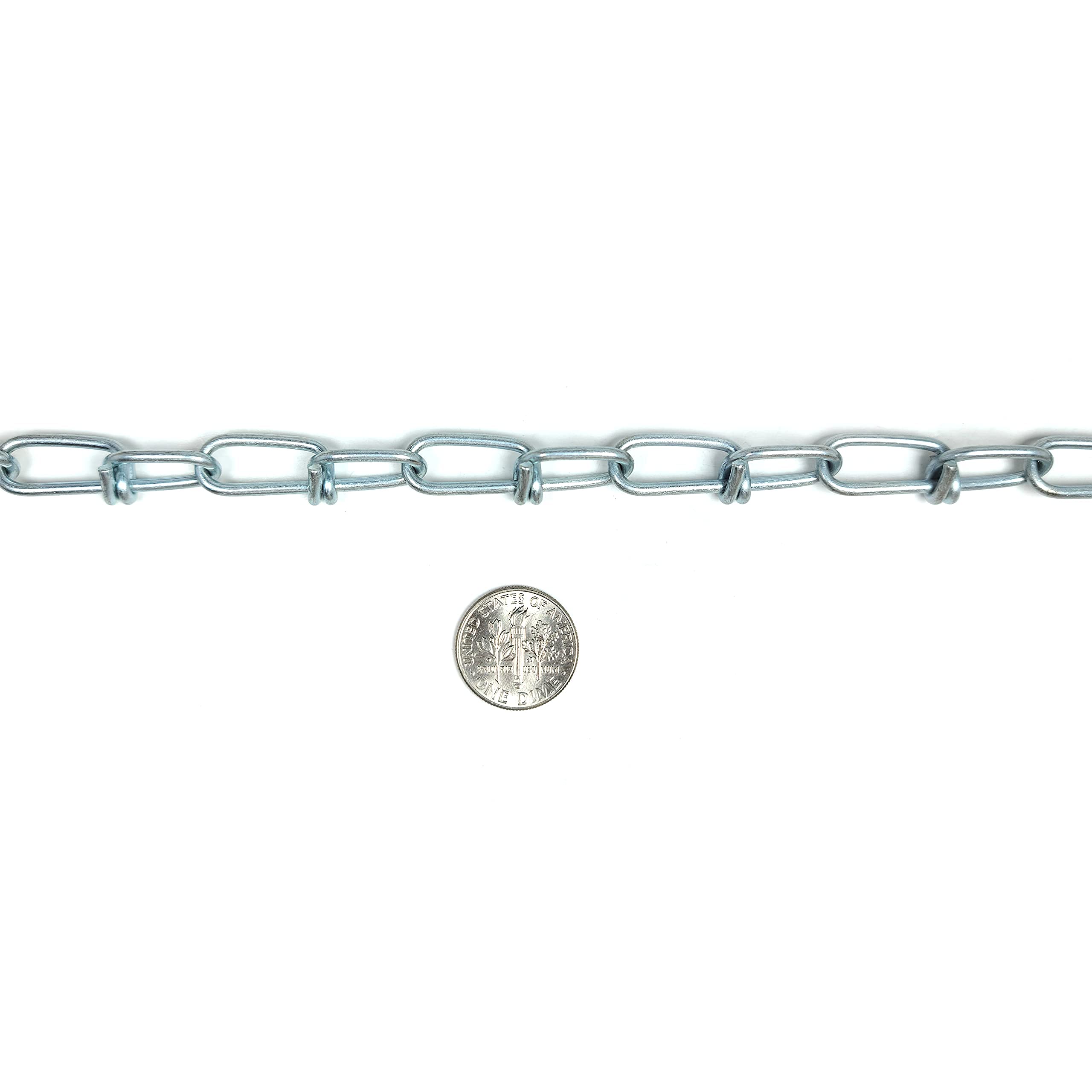 #1 X 15-FT Double Loop Chain, Bright Galvanized,155lbs Capacity, 15ft Clamshell Packing, Ideal for Gates, Porch Swings, Playground, Gymnasium, Padlock Chains, Boat Chains, and Fixture Hanging.