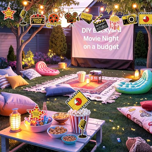 40-Piece Movie Night Decorations Set - Large Red Carpet Theme Party Cutouts