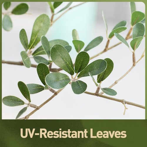 Verinatural Artificial Black Olive Tree 7FT Indoor Outdoor Decor Faux Plants - Real Wood Trunk Fake Tree with Green UV Resistant Leaves - Tall Floor Plant for Modern Home Office Living Room Decoration
