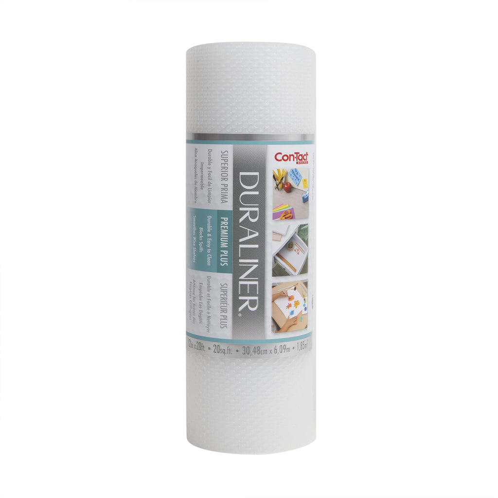 Con-Tact Brand Duraliner Premium Plus Heavy Duty Non-Adhesive Shelf and Drawer Liner, 12" x 20', Clear Nova Dots (12" x 20')