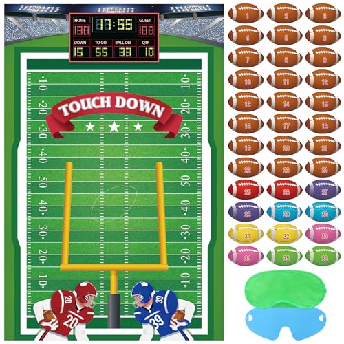 Pin the Football Game for Kids - Football Party Decorations Set