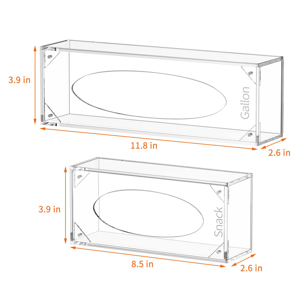 FEMELI Food Bag Storage Organizer, Acrylic Kitchen Drawer Baggie Box, Compatible with Gallon, Slider Quart, Freezer, Sandwich, Snack, Variety Size Bags, 4 separate Pack(Clear)
