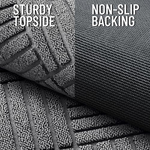 OLANLY Waterproof Heavy-Duty Front Door Mat 29.5" X 17" Grey Diamond