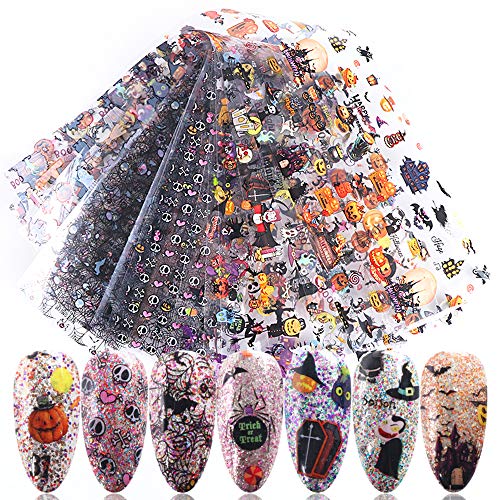 Halloween Nail Art Foil Transfer Set 10-Piece Pumpkin Ghost Decals