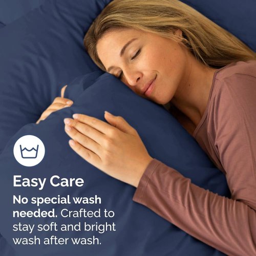 King Pillow Cases by Luxury Home | Ultra Soft Hotel Quality - Wrinkle-Free, Stain & Fade Resistant - Navy Blue, Set of 4