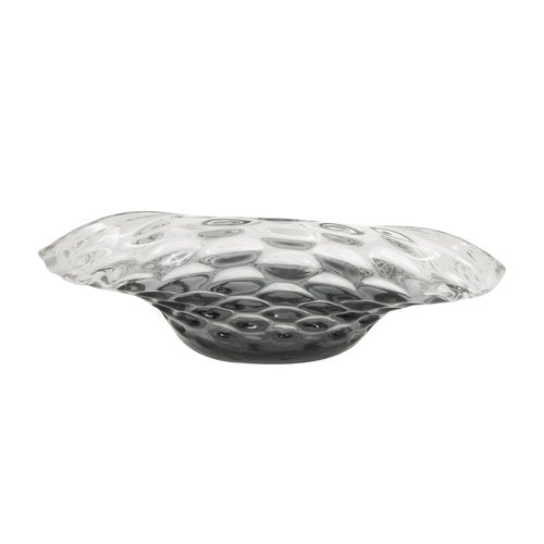 Deco 79 Glass Handmade Decorative Decorative Bowl Abstract Wavy Ombre Decorative Container with Bubble Texturing, Decorative Keepsake Box 19" x 15" x 6", Black
