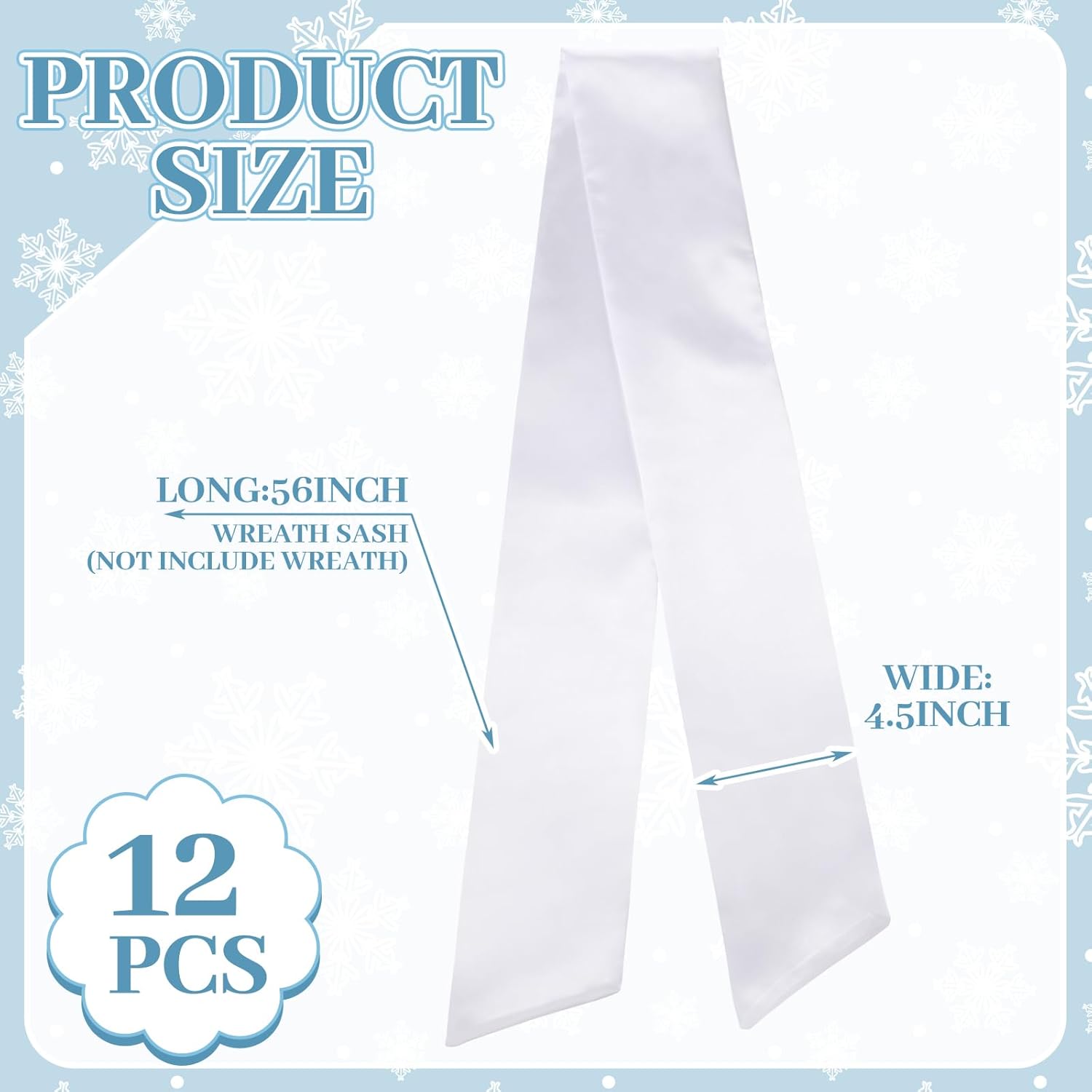 VitalCozy 12 Pcs Wreath Sash - Blank Embroidery Accessories for Indoor/Outdoor Decor | 4.49" X 56.30", White