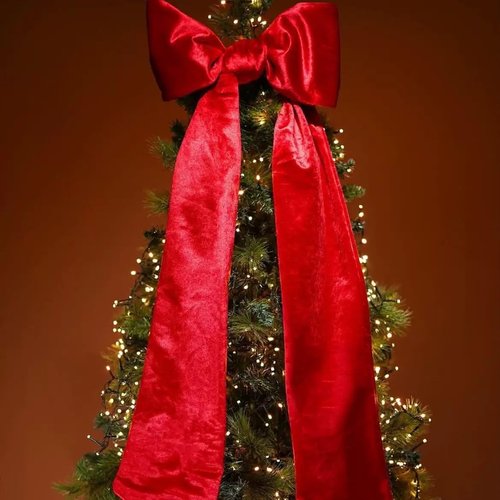 16 x 42 Inches Extra Large Christmas Satin Bows Christmas Tree Topper Decorations Xmas Tree Toppers Bows，Bows for Home Wreath Wall Backdrop Birthday Wedding Party Decorations(Red)