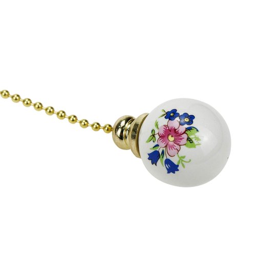 Tsnamay 2Pack Ceramics Ceiling Fan Pull Chain, Silver Flower Ball