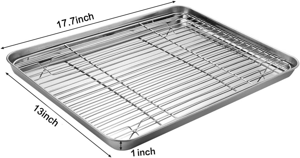 MCIRCO 6-Piece Stainless Steel Baking Sheet Set - Includes Racks & Silicone Mats, 17.3 x 13 Inch